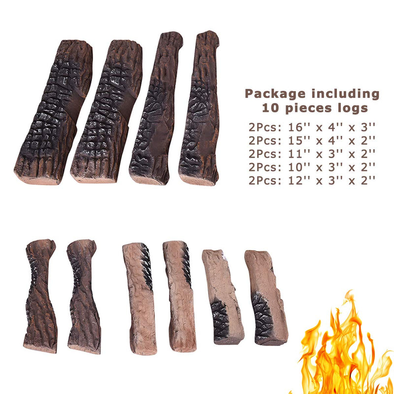 Load image into Gallery viewer, Ceramic Wood Gas Fireplace Log Set for Ventless (9 PCS/10 PCS) - GoplusUS