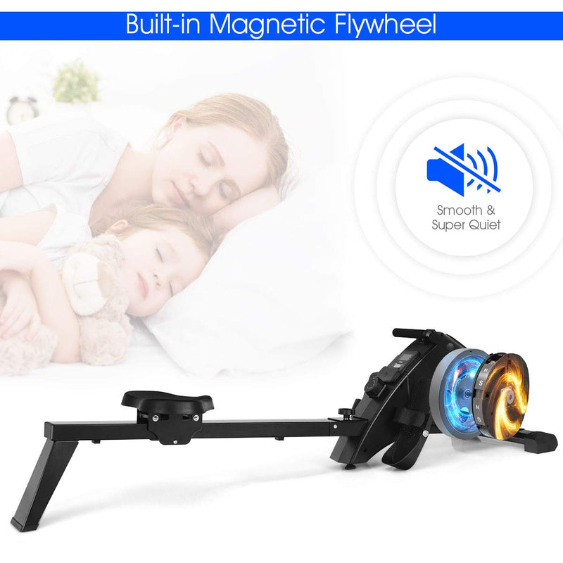 Load image into Gallery viewer, Goplus Magnetic Rowing Machine, Foldable Rower with 10-Level Tension Resistance System (Black) - GoplusUS