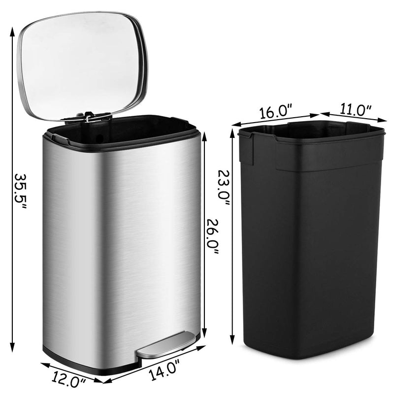 Load image into Gallery viewer, Goplus 50 Liter / 13.2 Gallon Stainless Steel Step Trash Can - GoplusUS