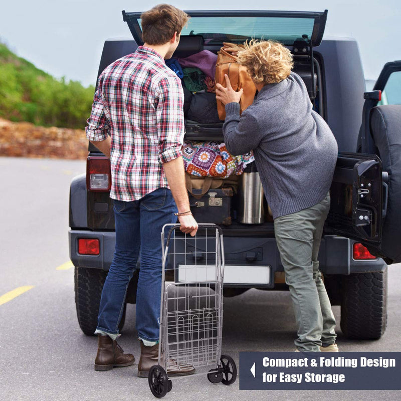 Load image into Gallery viewer, Jumbo Folding Shopping Cart for Grocery Laundry Book Luggage Travel - GoplusUS