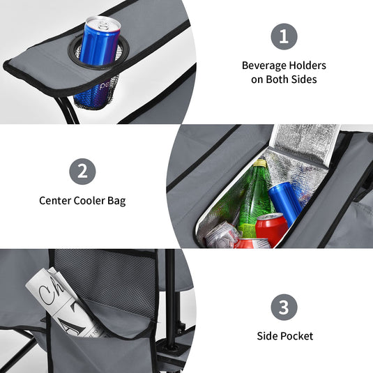 Double Folding Picnic Chairs Umbrella Mini Table Beverage Holder Carrying Bag - GoplusUS