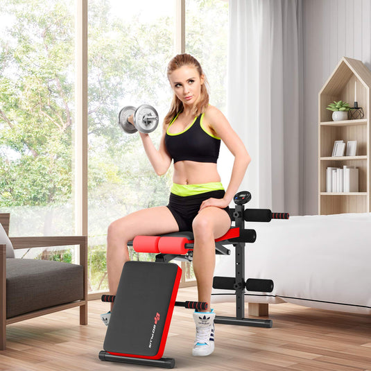 6 in 1 Adjustable Sit Up Bench, Foldable Utility Weight Bench - GoplusUS