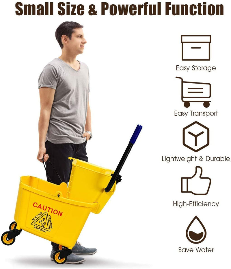 Load image into Gallery viewer, Commercial Mop Bucket Side Press Wringer Cleaning Caddy - GoplusUS