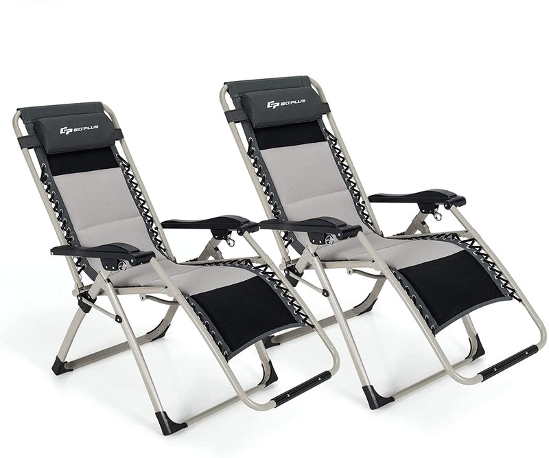 Load image into Gallery viewer, Folding Zero Gravity Chair, Removable Head Pillow, 660 lbs Weight Capacity - GoplusUS