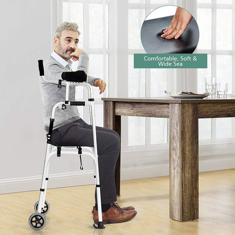 Load image into Gallery viewer, Foldable Standard Walker, Lightweight Aluminum Alloy Rehabilitation Auxiliary Walker - GoplusUS