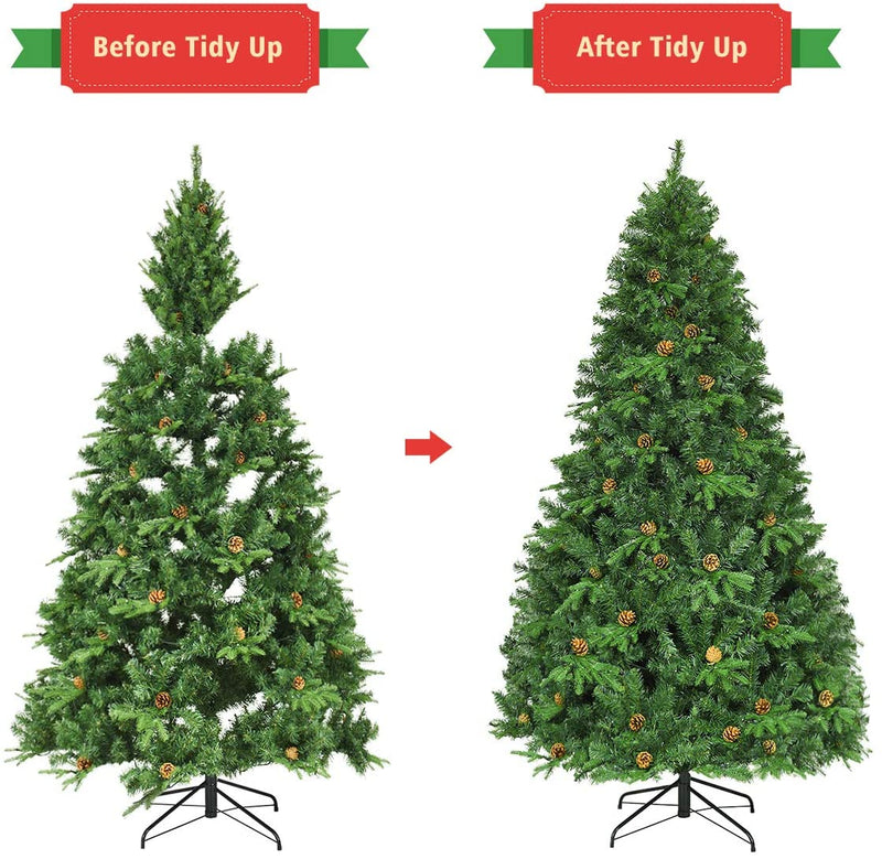 Load image into Gallery viewer, 7ft Pre-Lit Artificial Christmas Tree, Premium Spruce Hinged Tree with 460 LED Lights - GoplusUS