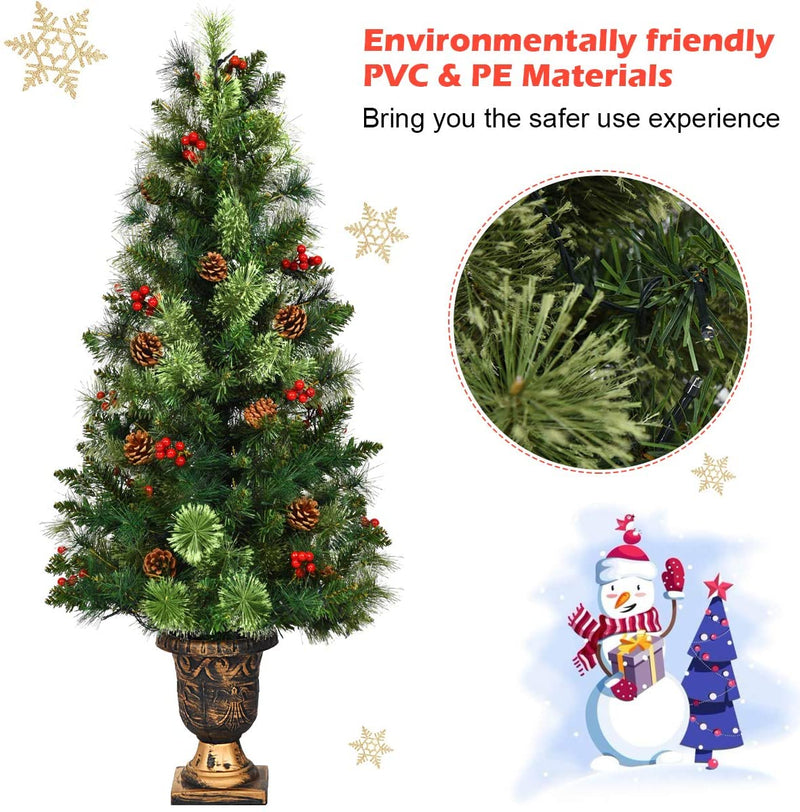 Load image into Gallery viewer, 4 FT Christmas Tree Pre-Lit Tabletop Artificial Entrance Tree with 60 Led Lights - GoplusUS