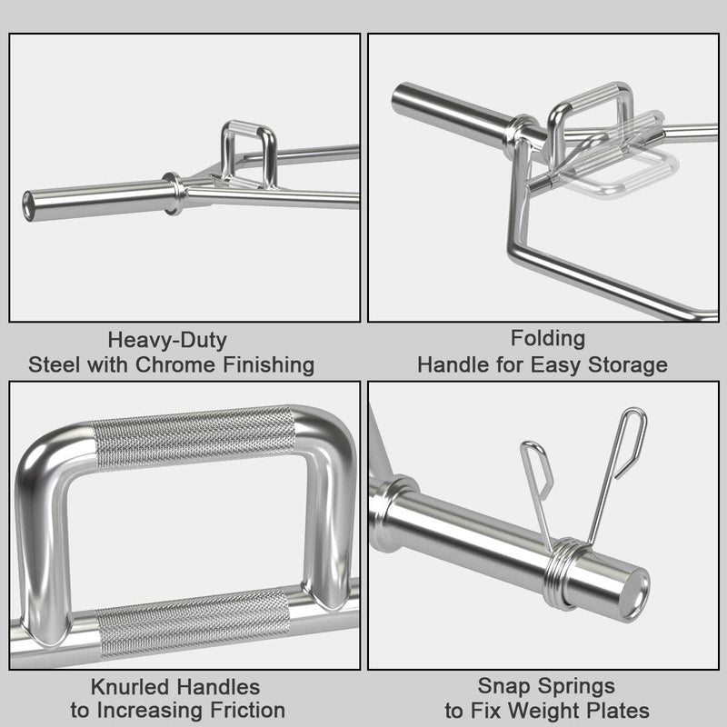 Load image into Gallery viewer, Folding Trap Bar 56" Chrome Finish Hex Weight Lifting Bar Deadlift Bar with Two-Handle - GoplusUS
