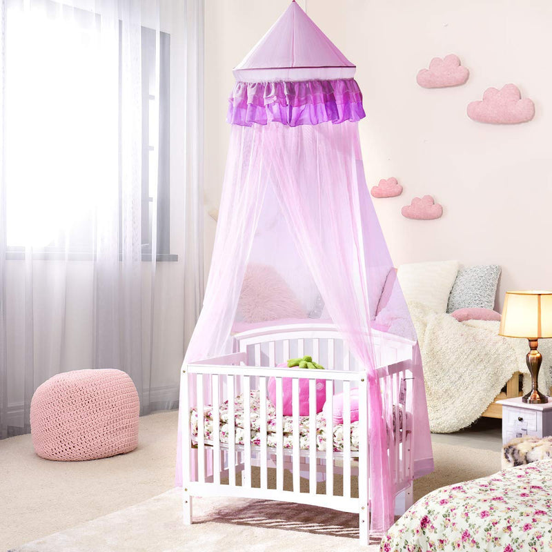 Load image into Gallery viewer, Princess Bed Canopy Netting Dome with Elegant Ruffle Lace