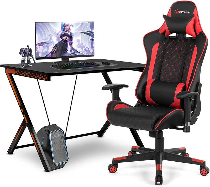 Load image into Gallery viewer, Goplus Gaming Desk & Chair Combo Set, Racing Style Home Office Gamer Workstation w/Massage Lumbar Support & Headrest - GoplusUS