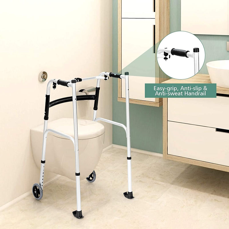 Load image into Gallery viewer, Foldable Standard Walker, Lightweight Aluminum Alloy Rehabilitation Auxiliary Walker - GoplusUS