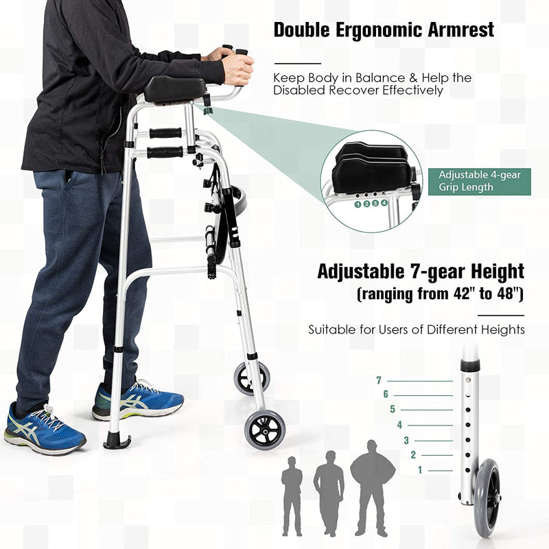 Load image into Gallery viewer, Foldable Standard Walker, Lightweight Aluminum Alloy Rehabilitation Auxiliary Walker - GoplusUS
