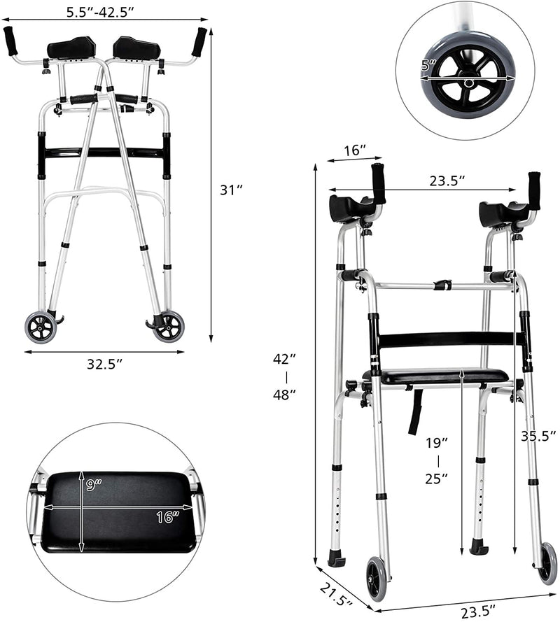 Load image into Gallery viewer, Foldable Standard Walker, Lightweight Aluminum Alloy Rehabilitation Auxiliary Walker - GoplusUS