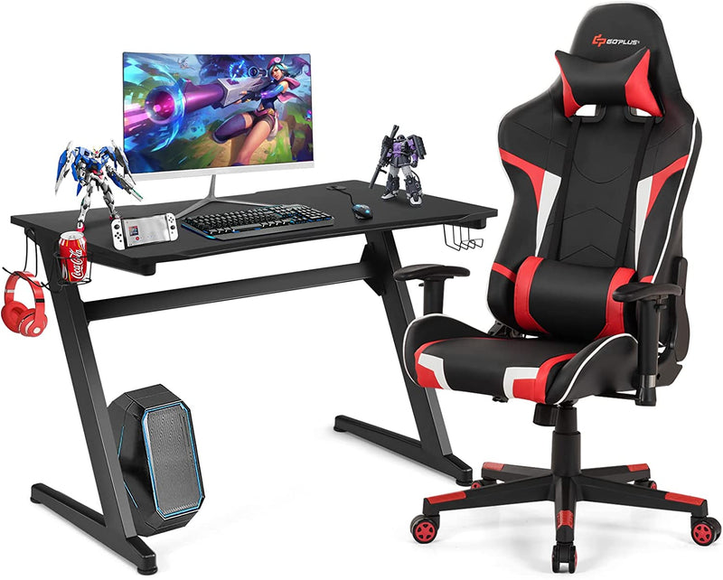 Load image into Gallery viewer, Goplus Gaming Desk & Chair Combo Set, Racing Style Home Office Chair & Desk w/Cup Holder, Headphone Hook & Mouse Pad - GoplusUS