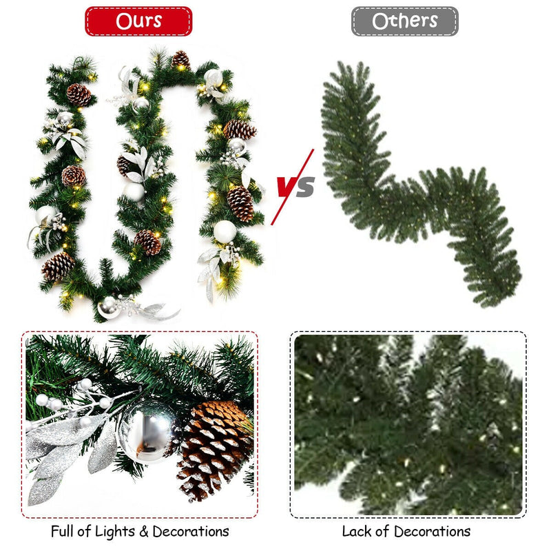 Load image into Gallery viewer, 9FT Pre-lit Christmas Garland, with 50 LED Lights - GoplusUS