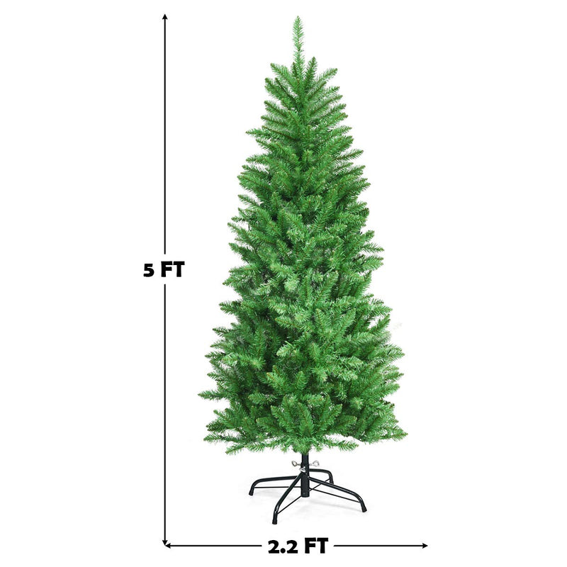 Load image into Gallery viewer, Goplus 5ft Pre-lit Artificial Christmas Tree, Hinged Fir Pencil Christmas Tree with Lights - GoplusUS