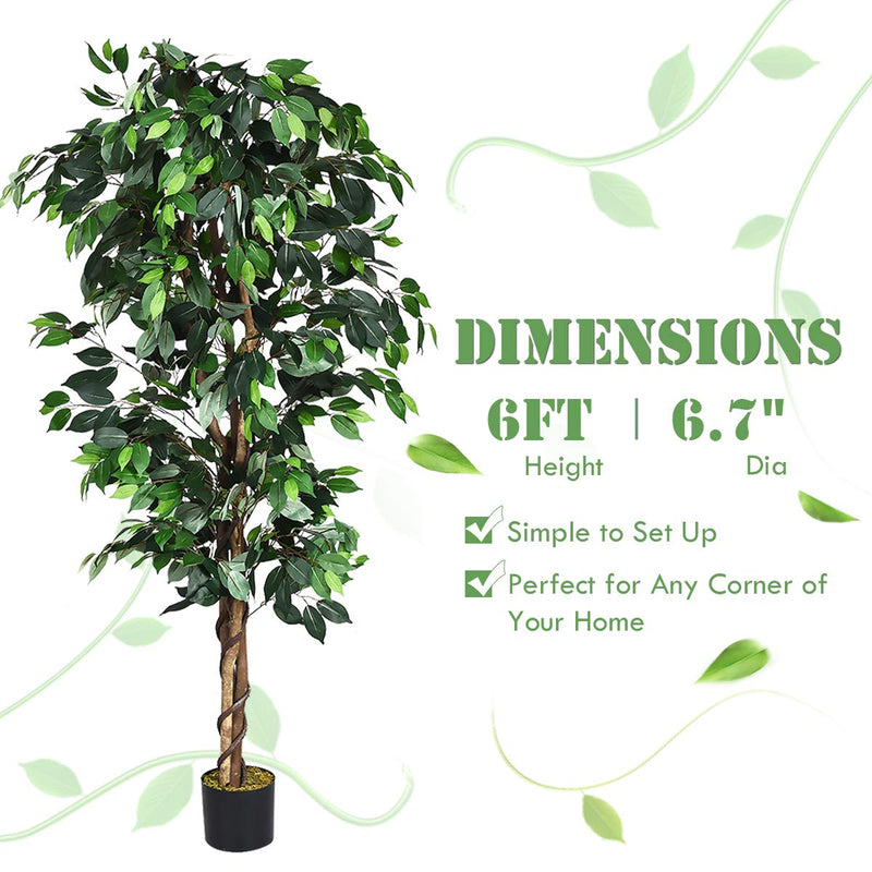 Load image into Gallery viewer, 4/5.5/6FT FICUS Silk Leaf Artificial Tree - GoplusUS