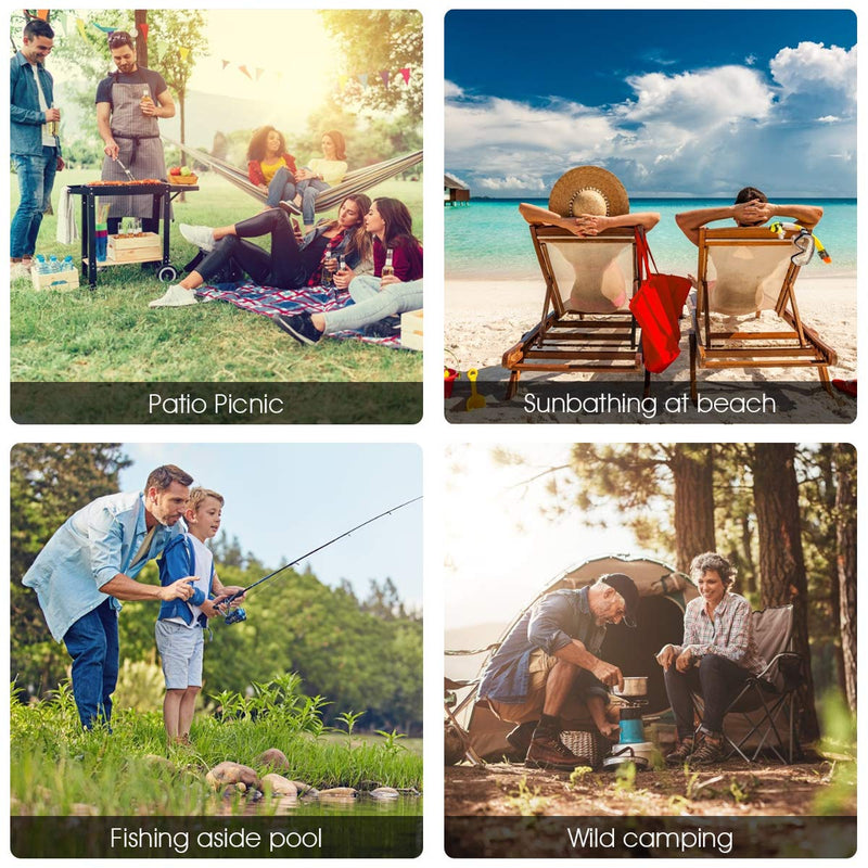 Load image into Gallery viewer, Double Folding Picnic Chairs Umbrella Mini Table Beverage Holder Carrying Bag - GoplusUS