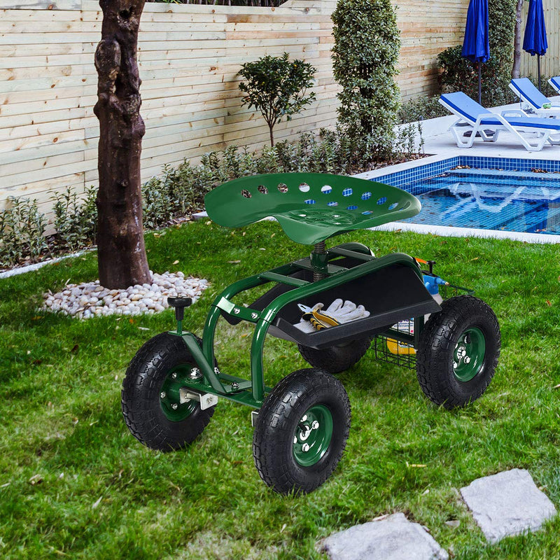Load image into Gallery viewer, Garden Cart Gardening Workseat w/Wheels, Patio Wagon Scooter for Planting - GoplusUS