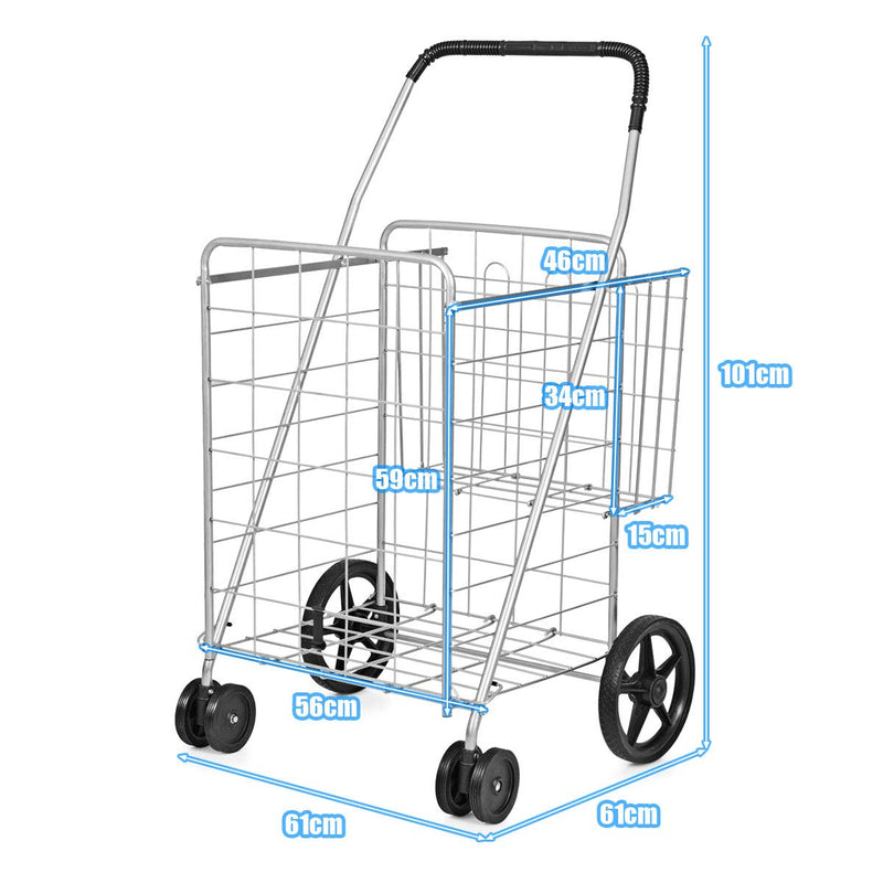 Load image into Gallery viewer, Jumbo Folding Shopping Cart for Grocery Laundry Book Luggage Travel - GoplusUS