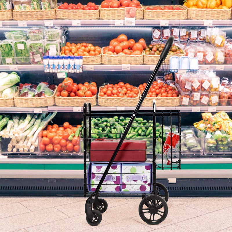 Load image into Gallery viewer, Folding Shopping Utility Cart, Double Basket and 360 Swivel Wheels - GoplusUS