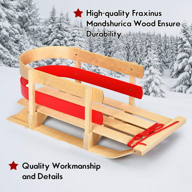 Load image into Gallery viewer, Wooden Sled, Snow Wood Sled Pull Steering Slider with Solid Wood Seat