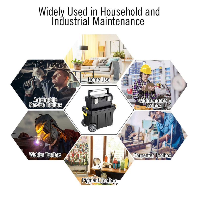 Load image into Gallery viewer, 2-in-1 Tool Box Portable Rolling Toolbox Storage Solution Multi-Purpose Plastic Organizer Set - GoplusUS