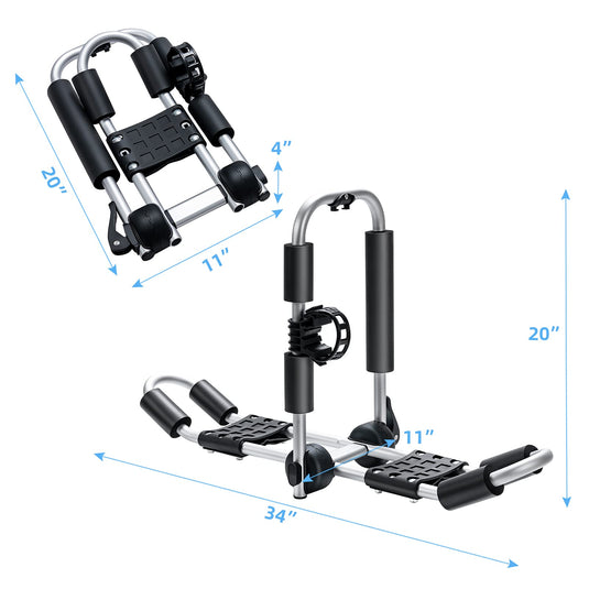 Goplus 2 Pair J-Bar Kayak Roof Rack, Universal Folding Rack Carrier for Canoe, SUP - GoplusUS
