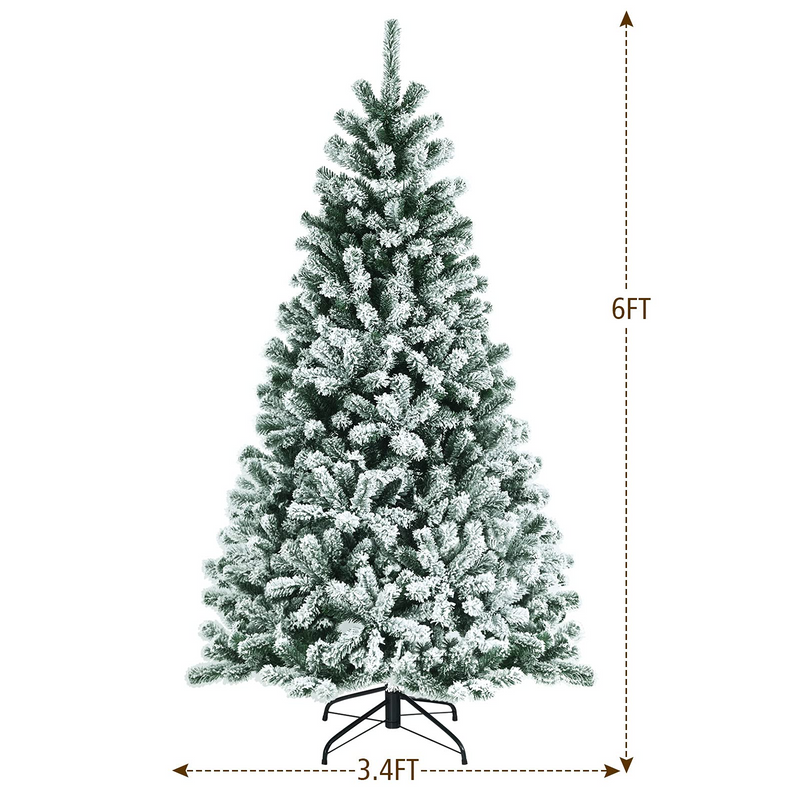 Load image into Gallery viewer, Goplus Snow Flocked Christmas Tree, Artificial Hinged Xmas Tree - GoplusUS