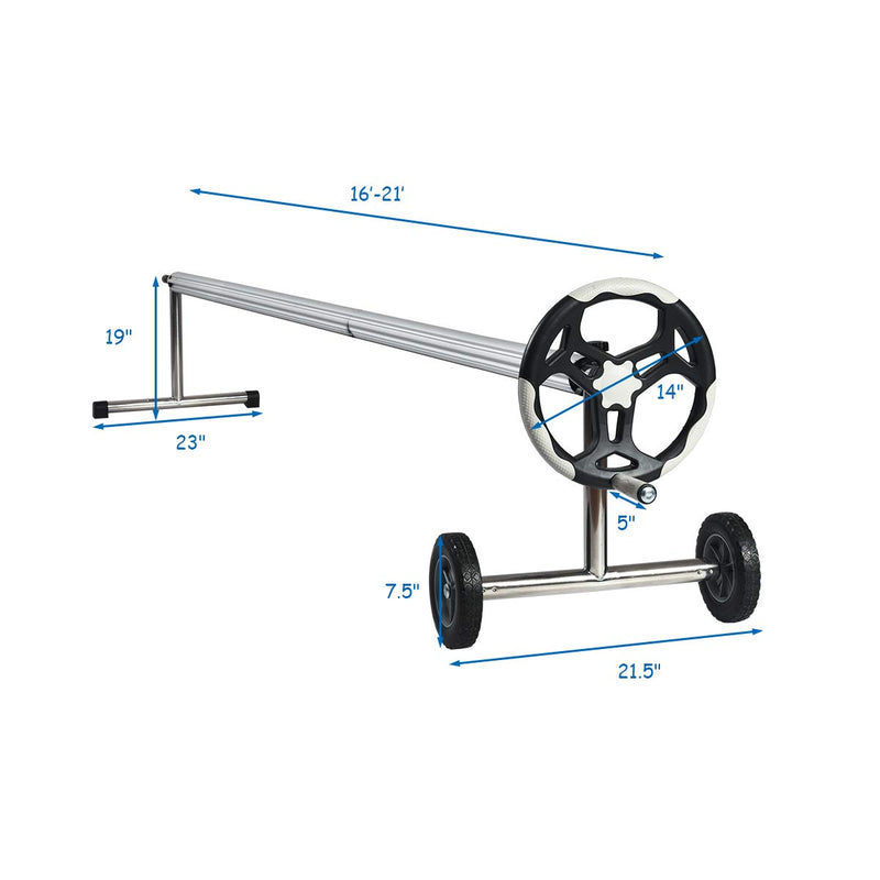 Load image into Gallery viewer, 21FT Pool Cover Reel Set, Aluminum Pool Solar Cover Reel - GoplusUS