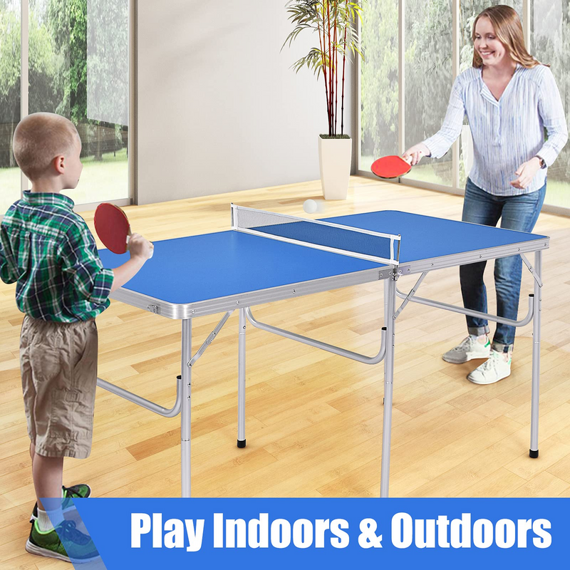 Load image into Gallery viewer, Goplus Portable Tennis Table, 100% Preassembled,2 Table Tennis Paddles and Ping Pong Balls - GoplusUS