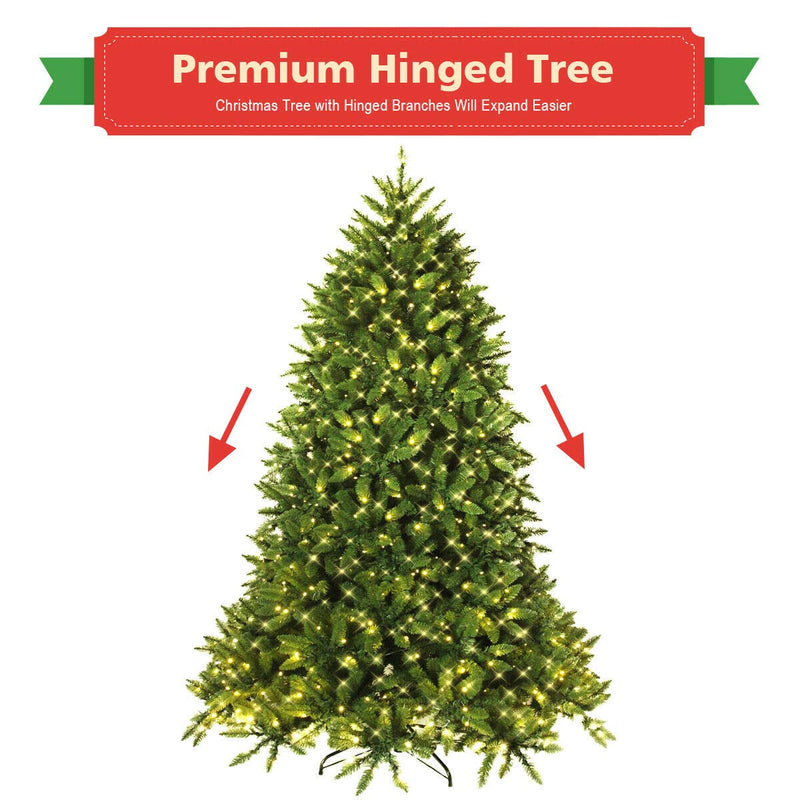 Load image into Gallery viewer, 7.5ft Prelit Christmas Tree, Premium Hinged Artificial Fir Tree - GoplusUS