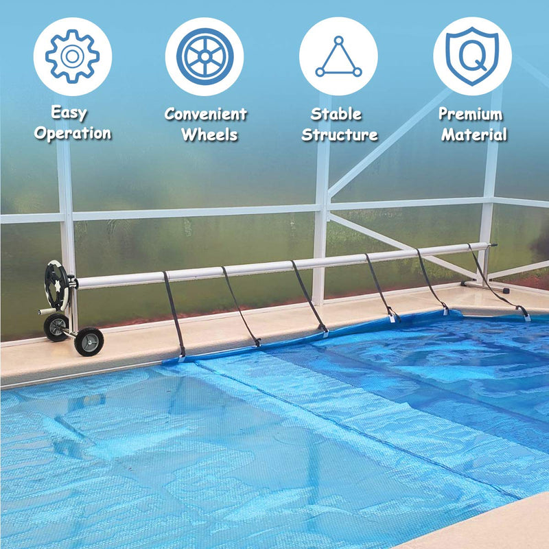 Load image into Gallery viewer, 18FT Pool Cover Reel Set, Aluminum Pool Solar Cover Reel - GoplusUS