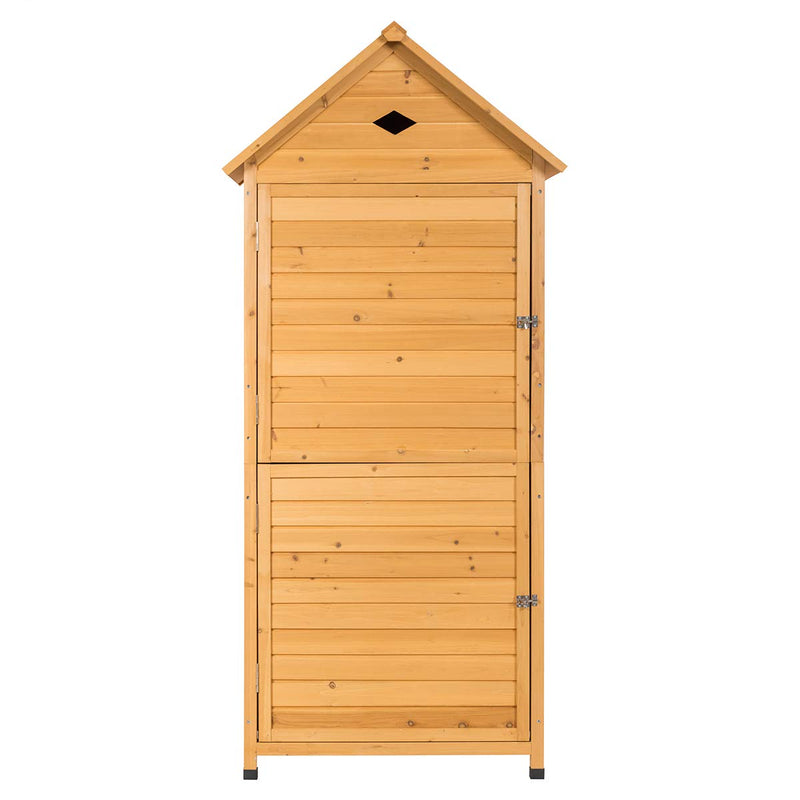 Load image into Gallery viewer, Outdoor Storage Shed, Lockable Fir Wood Garden Tool Storage Cabinet - GoplusUS