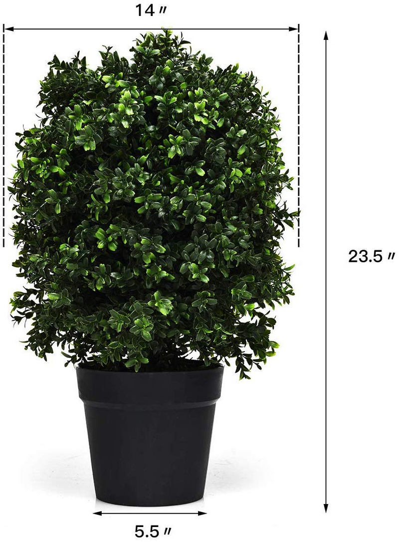 Load image into Gallery viewer, Goplus 2 Pack 2Ft Artificial Boxwood Topiary Ball Tree, UV-Proof Realistic Leaves & Cement-Filled Pot - GoplusUS