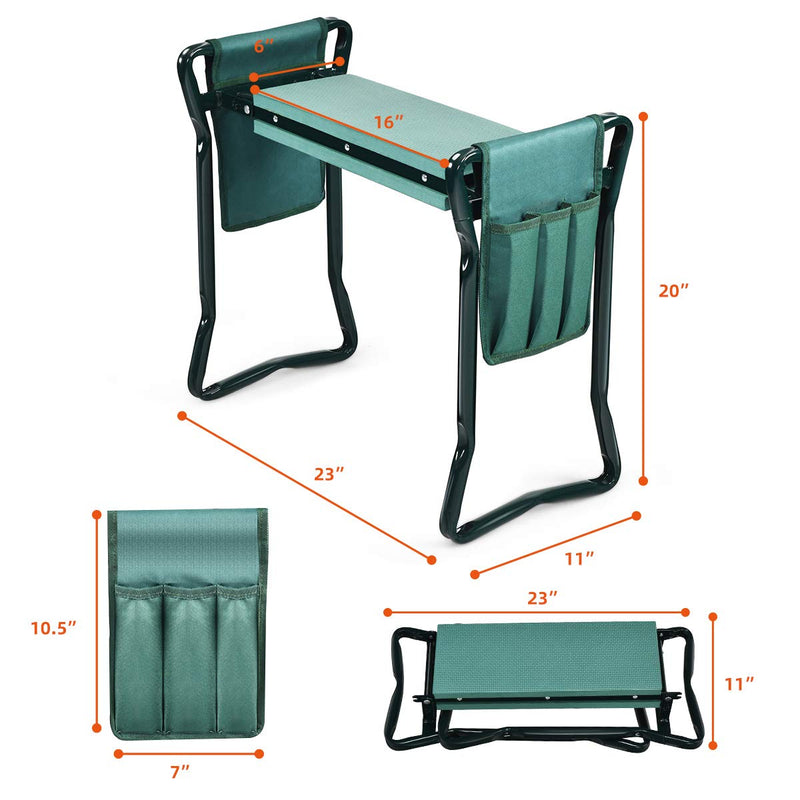 Load image into Gallery viewer, Foldable Garden Kneeler and Seat, Portable Garden Stool w/ 2 Bonus Tool Pouches and EVA Foam Pad - GoplusUS