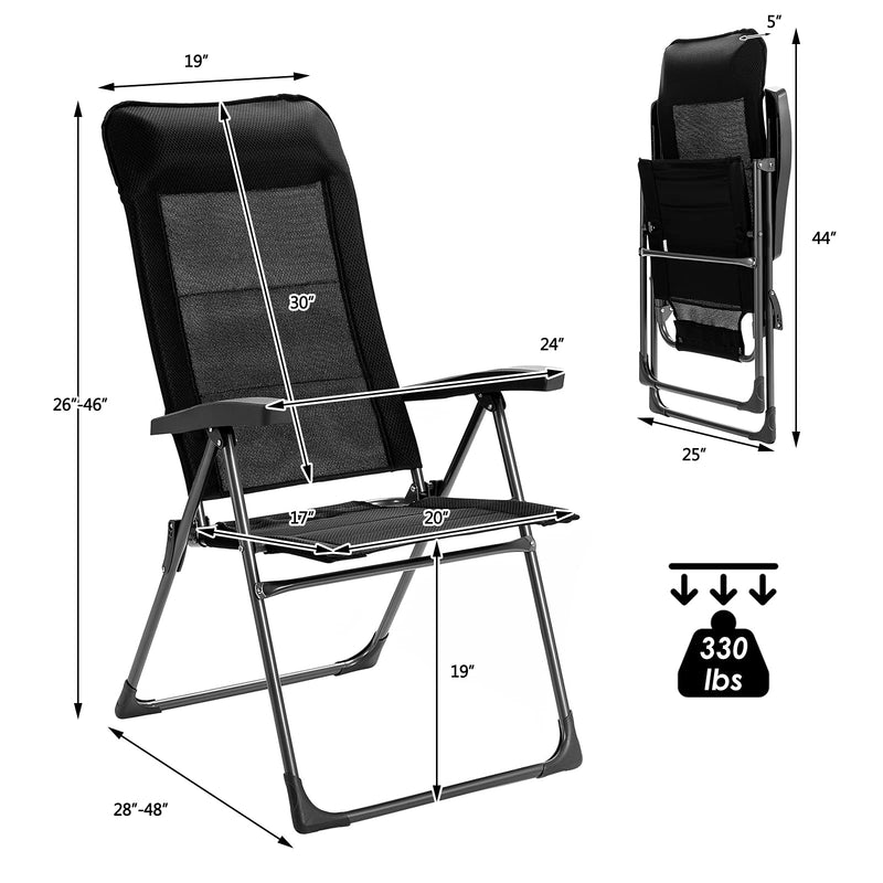 Load image into Gallery viewer, Folding Patio Sling Chairs, Portable Dining Chair with Headrest - GoplusUS