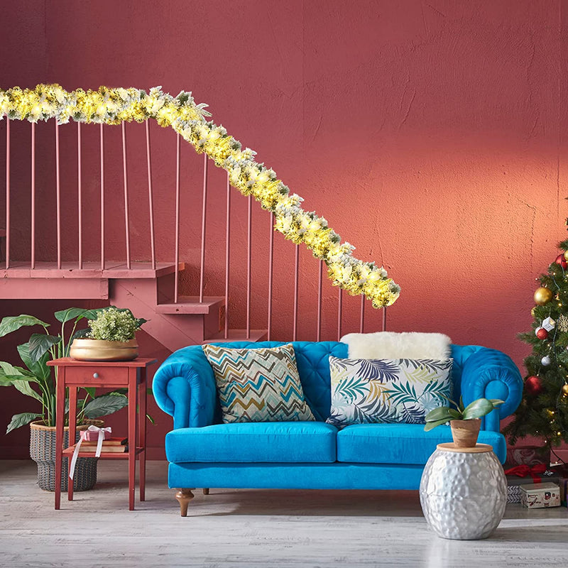 Load image into Gallery viewer, 9ft Snow Flocked Christmas Garland with 50 LED Light - GoplusUS