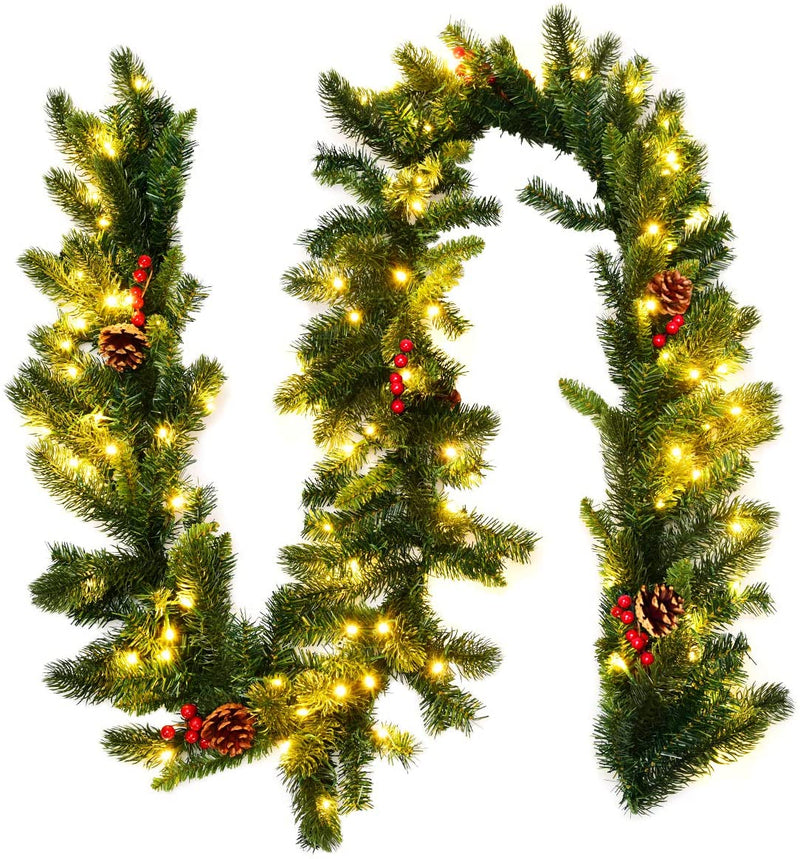 Load image into Gallery viewer, 9FT Pre-lit Christmas Garland with 100 LED Lights - GoplusUS