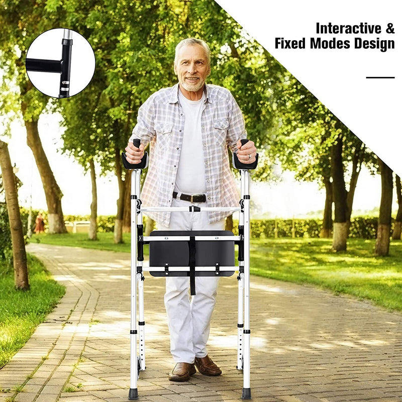 Load image into Gallery viewer, Foldable Standard Walker, Lightweight Aluminum Alloy Rehabilitation Auxiliary Walker - GoplusUS