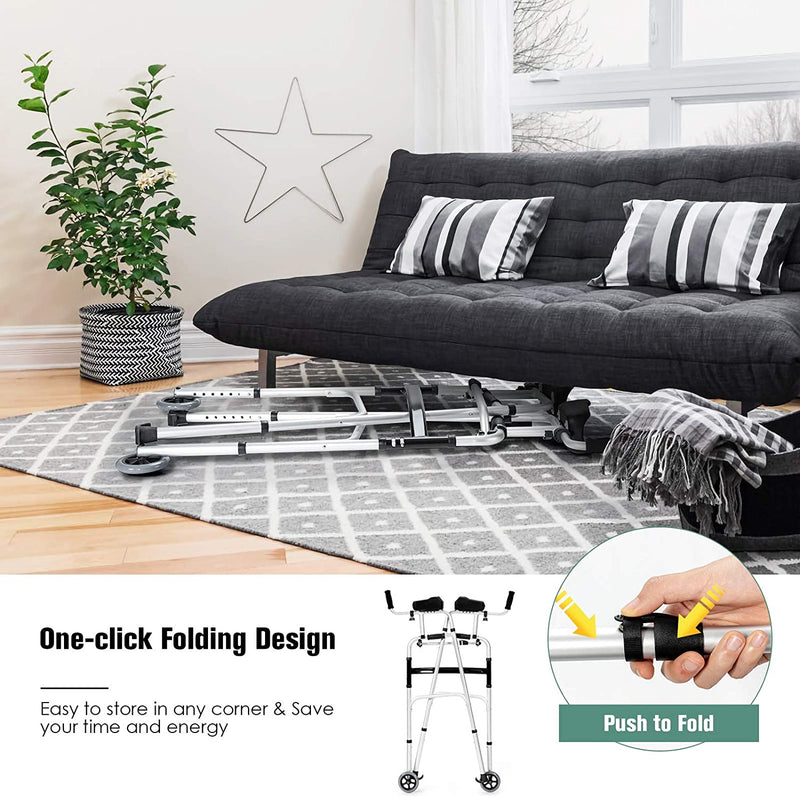 Load image into Gallery viewer, Foldable Standard Walker, Lightweight Aluminum Alloy Rehabilitation Auxiliary Walker - GoplusUS