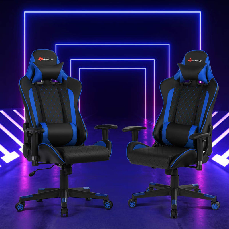 Load image into Gallery viewer, Massage Gaming Chair, Reclining Backrest Handrails and Seat Height Adjustment - GoplusUS