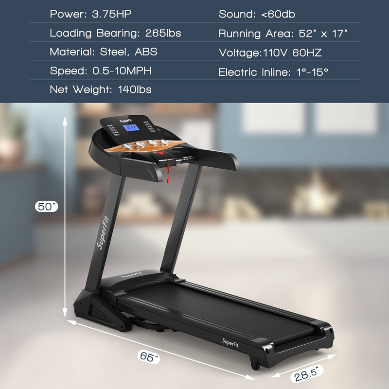 Load image into Gallery viewer, Goplus 3.75HP Folding Treadmill with Incline, Electric Superfit Treadmill w/App Control, 12 Preset & 3 Custom Programs - GoplusUS