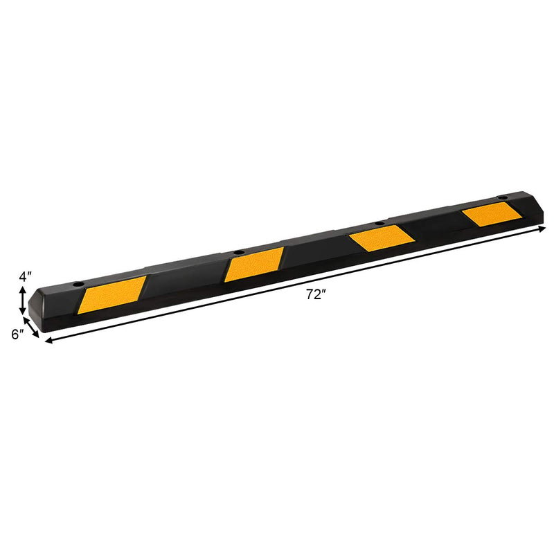 Load image into Gallery viewer, Goplus Rubber Parking Curb, 72" Heavy Duty Packing Block Parking Target with 8 High Reflective Yellow Safety Stripes - GoplusUS