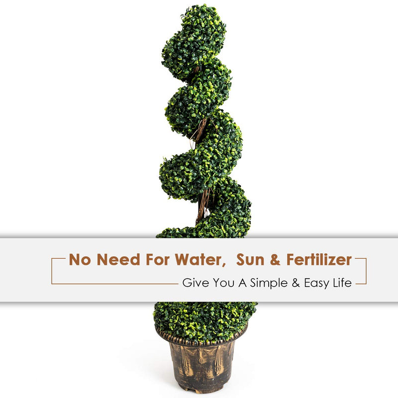 Load image into Gallery viewer, 4 Ft Artificial Boxwood Spiral Tree, Fake Greenery Plants - GoplusUS