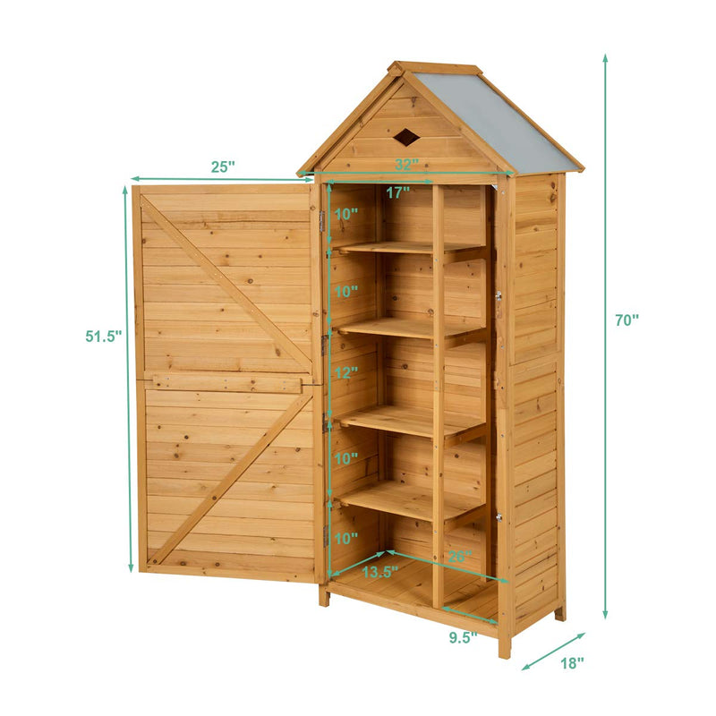 Load image into Gallery viewer, Outdoor Storage Shed, Lockable Fir Wood Garden Tool Storage Cabinet - GoplusUS