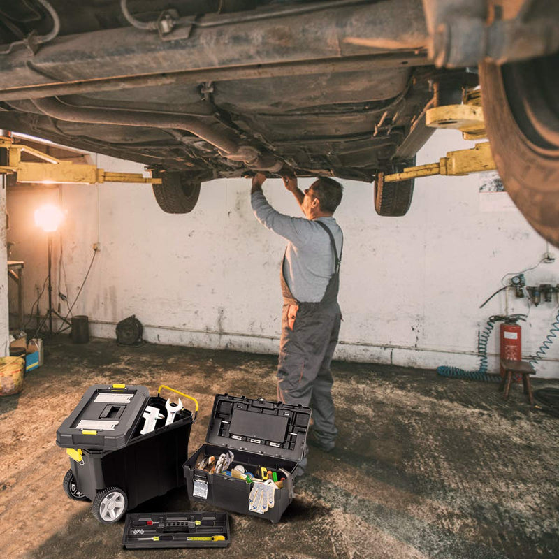 Load image into Gallery viewer, 2-in-1 Tool Box Portable Rolling Toolbox Storage Solution Multi-Purpose Plastic Organizer Set - GoplusUS