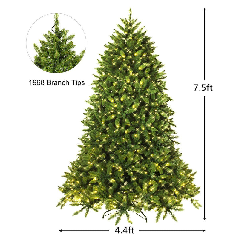 Load image into Gallery viewer, 7.5ft Prelit Christmas Tree, Premium Hinged Artificial Fir Tree - GoplusUS
