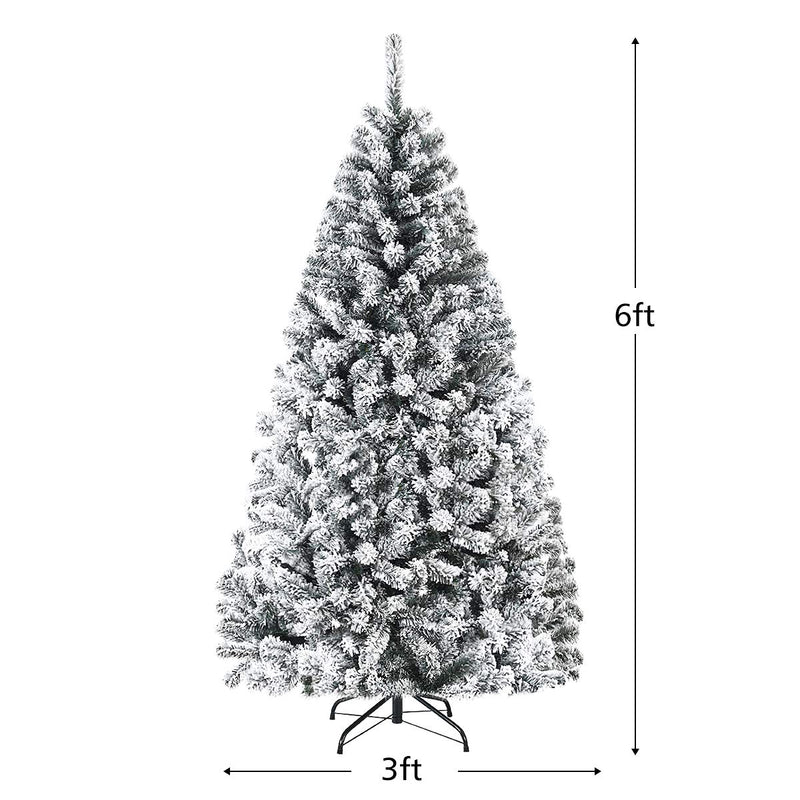 Load image into Gallery viewer, 6FT/9FT Snow Flocked Christmas Tree, Hinged Pine Tree - GoplusUS