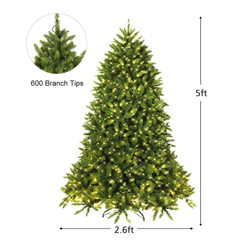 Load image into Gallery viewer, 5ft Prelit Christmas Tree, Premium Hinged Artificial Fir Tree - GoplusUS
